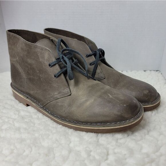 Clarks 15522 Bushacre 2 Mens Chukka Boots Size 10 Gray Distressed Leather - Picture 1 of 9